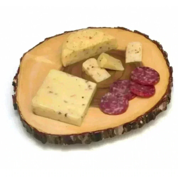 Wood Slab Serving Board Acacia Bark Footed Server - Picture 3 of 8